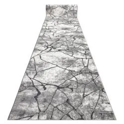 Modern runner COZY 8873 Cracks, Cracked concrete - structural two levels of fleece dark grey