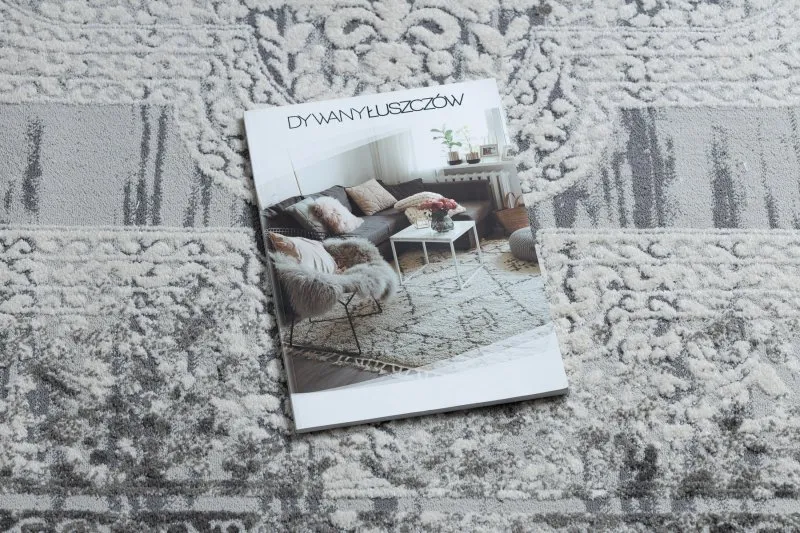 Dywan NOBLE nowoczesny  9479 65 Ornament vintage przecierany - Strukturalny, dwa poziomy runa krem / szary