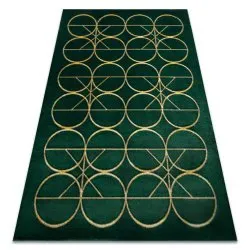 Exclusive EMERALD Carpet 1010 glamour, stylish circles bottle green / gold