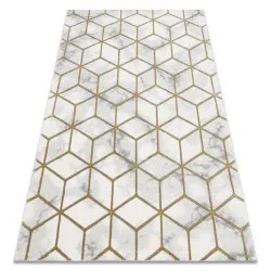 Exclusive EMERALD Carpet 1014 glamour, stylish cube cream / gold