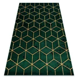 Exclusive EMERALD Carpet 1014 glamour, stylish cube bottle green / gold