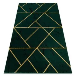 Exclusive EMERALD Carpet 1012 glamour, stylish geometric, marble bottle green / gold