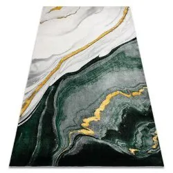 Exclusive EMERALD Carpet 1017 glamour, stylish marble bottle green / gold