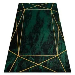 Exclusive EMERALD Carpet 1022 glamour, stylish geometric, bottle green / gold