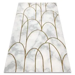 Exclusive EMERALD Carpet 1016 glamour, stylish art deco, marble cream / gold