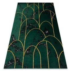 Exclusive EMERALD Carpet 1016 glamour, stylish art deco, marble bottle green / gold