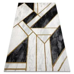Exclusive EMERALD Carpet 1015 glamour, stylish marble, geometric black / gold