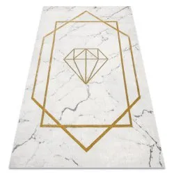 Exclusive EMERALD Carpet 1019 glamour, stylish diamond, marble cream / gold