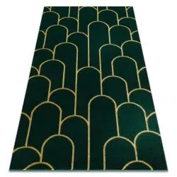 Exclusive EMERALD Carpet 1021 glamour, stylish art deco bottle green / gold