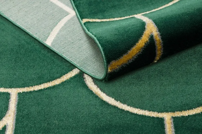 Dywan EMERALD ekskluzywny 1021 glamour, stylowy art deco butelkowa zieleń / złoty