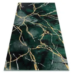Exclusive EMERALD Carpet 1018 glamour, stylish marble bottle green / gold