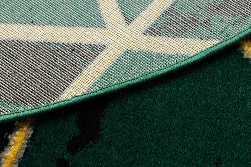Dywan EMERALD ekskluzywny 1020 koło - glamour, stylowy marmur, trójkąty butelkowa zieleń / złoty