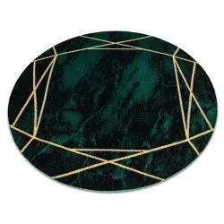 Exclusive EMERALD Carpet 1022 circle - glamour, stylish marble, geometric bottle green / gold