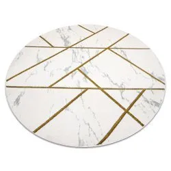 Exclusive EMERALD Carpet 1012 circle - glamour, stylish marble, geometric cream / gold
