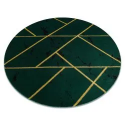 Exclusive EMERALD Carpet 1012 circle - glamour, stylish marble, geometric bottle green / gold
