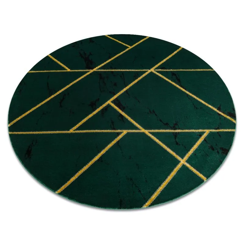 Dywan EMERALD ekskluzywny 1012 koło - glamour, stylowy marmur, geometryczny butelkowa zieleń / złoty