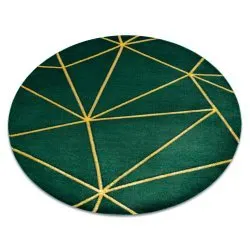Exclusive EMERALD Carpet 1013 circle - glamour, stylish geometric bottle green / gold