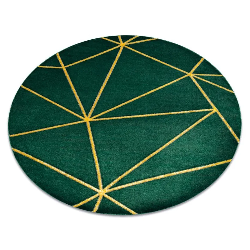 Dywan EMERALD ekskluzywny 1013 koło - glamour, stylowy geometryczny butelkowa zieleń / złoty
