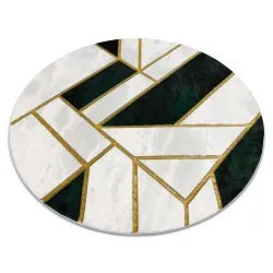 Exclusive EMERALD Carpet 1015 circle - glamour, stylish marble, geometric bottle green / gold
