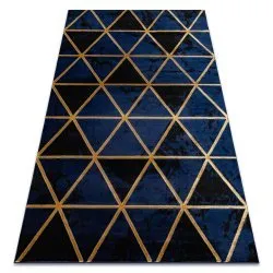 Exclusive EMERALD Carpet 1020 glamour, stylish marble, triangles navy / gold