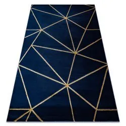 Exclusive EMERALD Carpet 1013 glamour, stylish geometric navy / gold