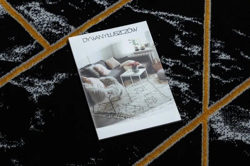 Dywan EMERALD ekskluzywny 2000 glamour, stylowy geometryczny, marmur czarny / złoty