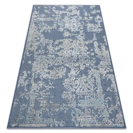 Dywan Strukturalny SOLE D3811 Ornament - płasko tkany niebieski / beż