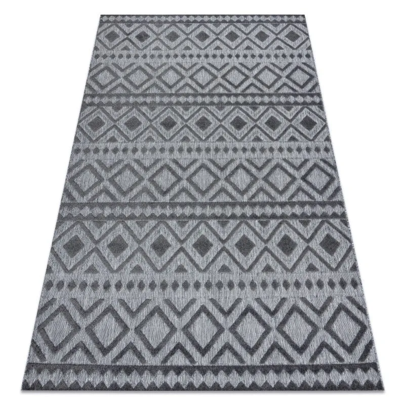 Dywan Strukturalny SOLE D3852 Boho, romby - płasko tkany szary