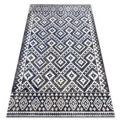 Modern carpet MUNDO E0561 diamonds, zigzag 3D outdoor blue / beige