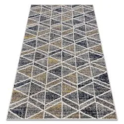 Modern carpet MUNDO D7891 diamonds, triangles 3D outdoor grey / beige