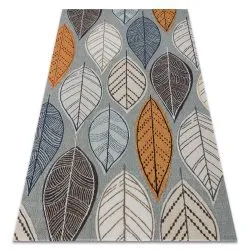 Modern carpet MUNDO E0641 leaves outdoor blue / beige