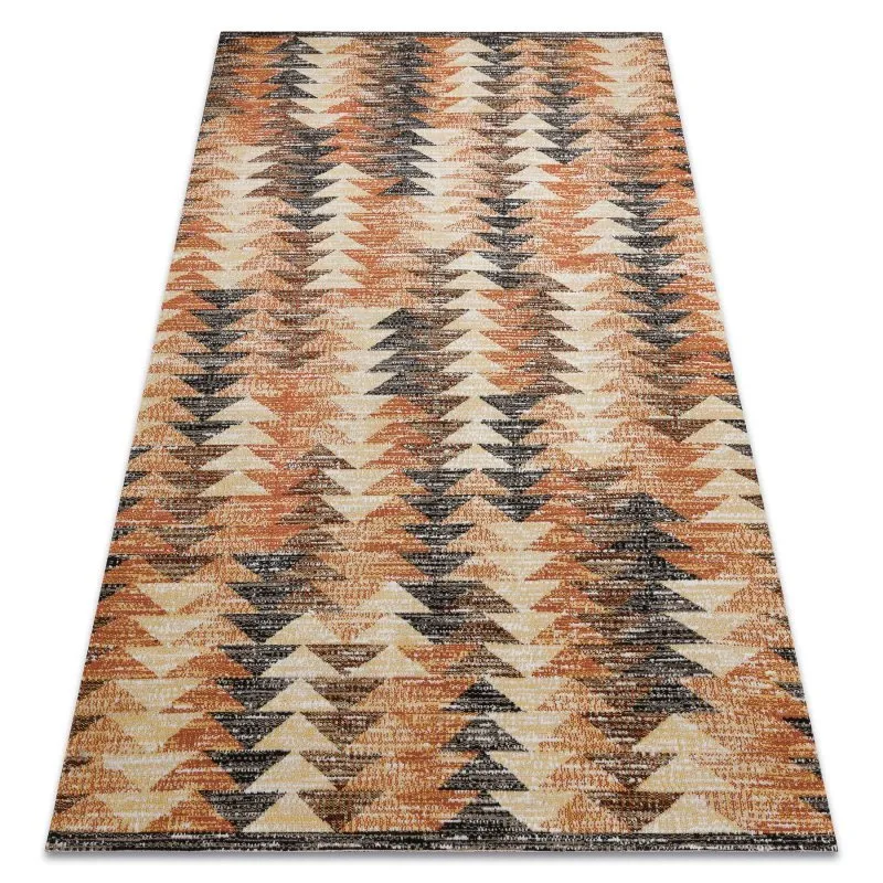 Dywan nowoczesny MUNDO D5781 trójkąty 3D outdoor pomarańcz / beż