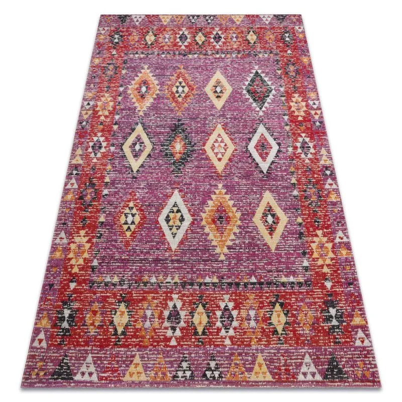 Dywan nowoczesny MUNDO D7701 romby, boho outdoor różowy / beż