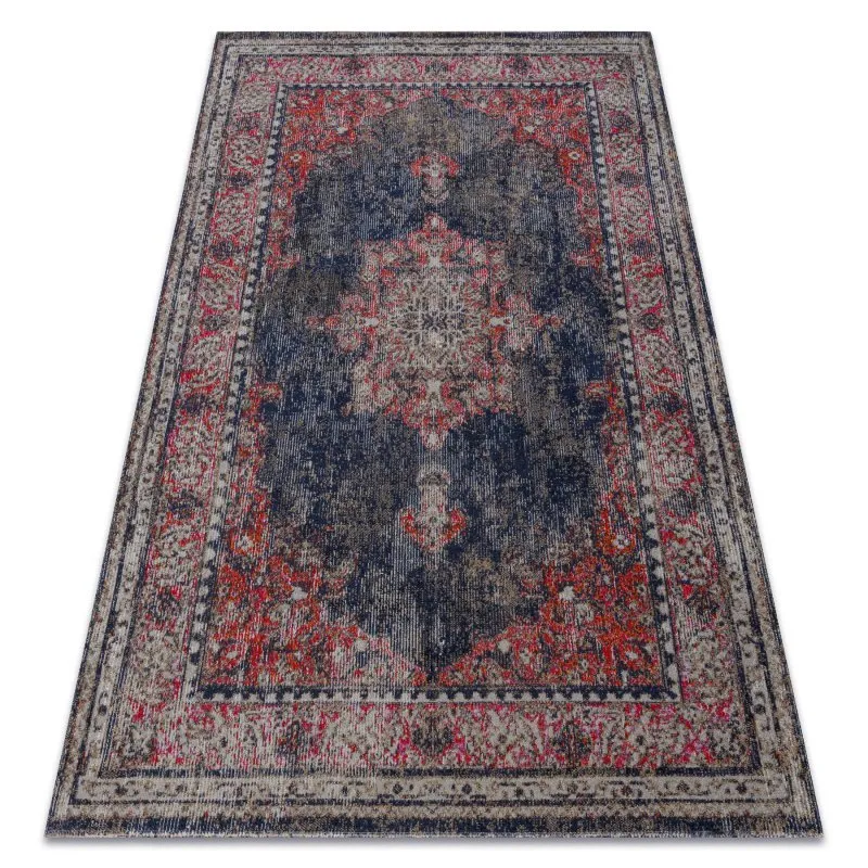 Dywan nowoczesny MUNDO E0551 ornament, ramka vintage outdoor czerwony / czarny