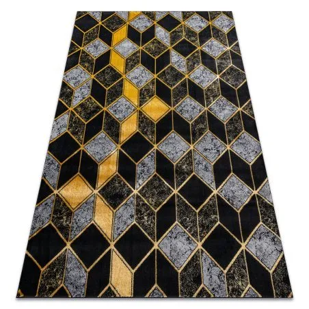Dywan GLOSS nowoczesny 400B 86 stylowy, glamour, art deco, 3D geometryczny czarny / złoty