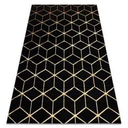 Modern Carpet 3D GLOSS 409C 86 Cube stylish, glamour, art deco black / gold