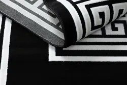 Dywan GLOSS nowoczesny  6776 85 stylowy, ramka, grecki klucz czarny / kość słoniowa