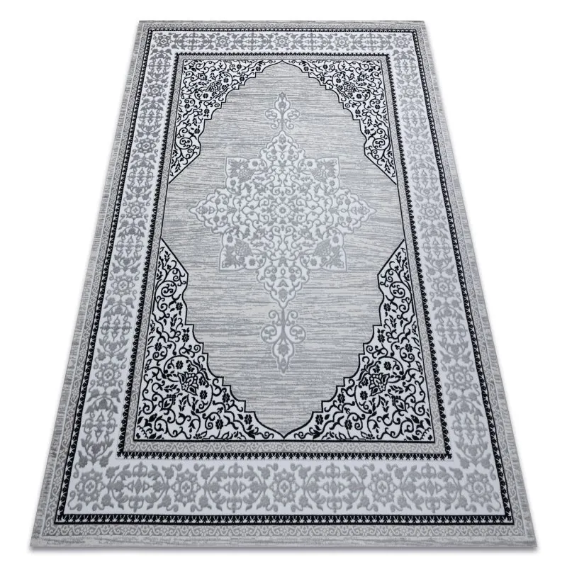 Dywan GLOSS nowoczesny  8490 52 Ornament, stylowy, ramka kość słoniowa / szary