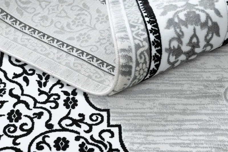 Dywan GLOSS nowoczesny  8490 52 Ornament, stylowy, ramka kość słoniowa / szary