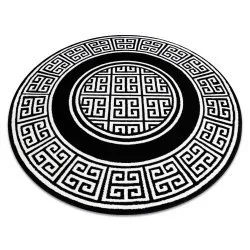 Modern GLOSS circle Carpet 6776 85 stylish, frame, greek black / ivory