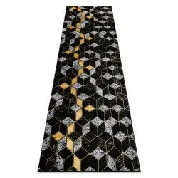Modern GLOSS Carpet, Runner 400B 86 stylish, glamour, art deco, 3D geometric black / gold