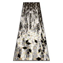 Modern GLOSS Carpet, Runner 409A 82 Cube stylish, glamour, art deco black / grey / gold