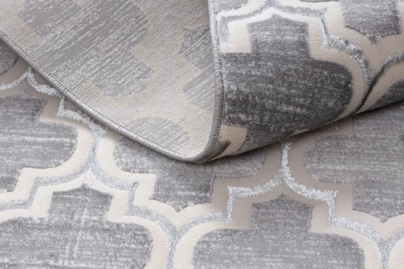 Dywan CORE W6764 Koniczyna marokańska Trellis - Strukturalny, dwa poziomy runa, szary / krem