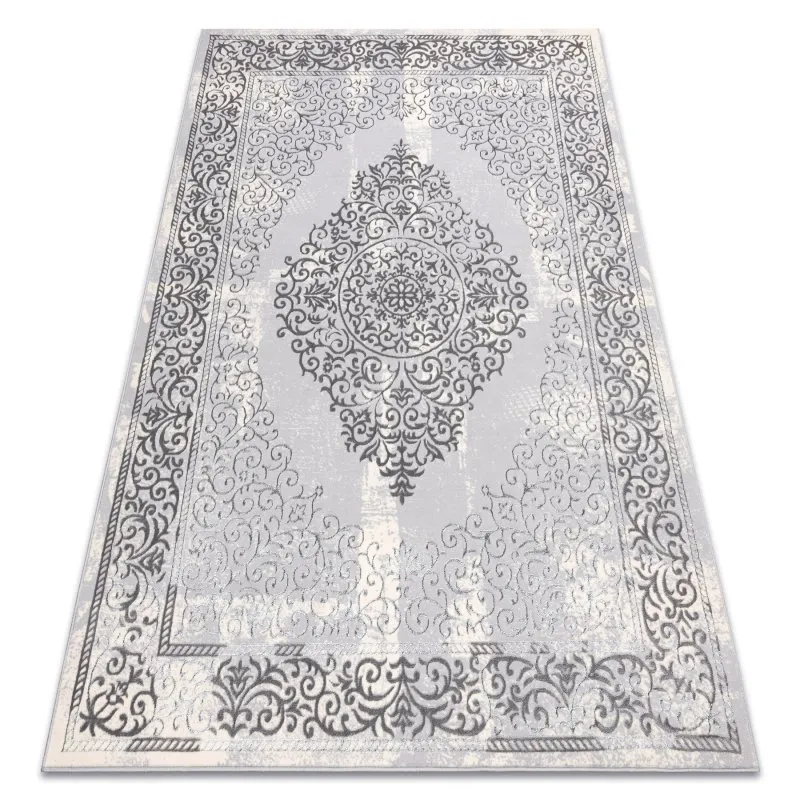 Dywan CORE W7161 Rozeta Vintage - Strukturalny, dwa poziomy runa, szary