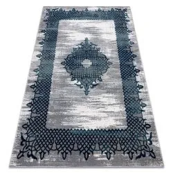 Carpet CORE W9797 Frame, rosette - structural two levels of fleece, blue / grey