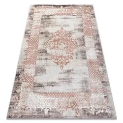 Carpet CORE W9797 Frame, rosette - structural two levels of fleece, beige / pink