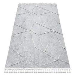 Carpet SEVILLA Z791C mosaic grey / white Fringe Berber Moroccan shaggy
