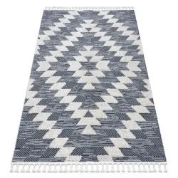 Carpet SEVILLA Z250A diamonds blue / grey Fringe Berber Moroccan shaggy