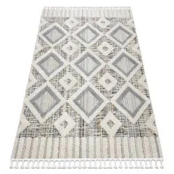 Carpet SEVILLA Y523C diamonds grey / yellow Fringe Berber Moroccan shaggy