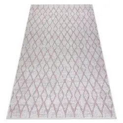 Carpet SISAL SION Trellis 22129 Flat woven ecru / pink